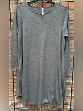 Minimalist Long Sleeve Tunic Blouse — Gray